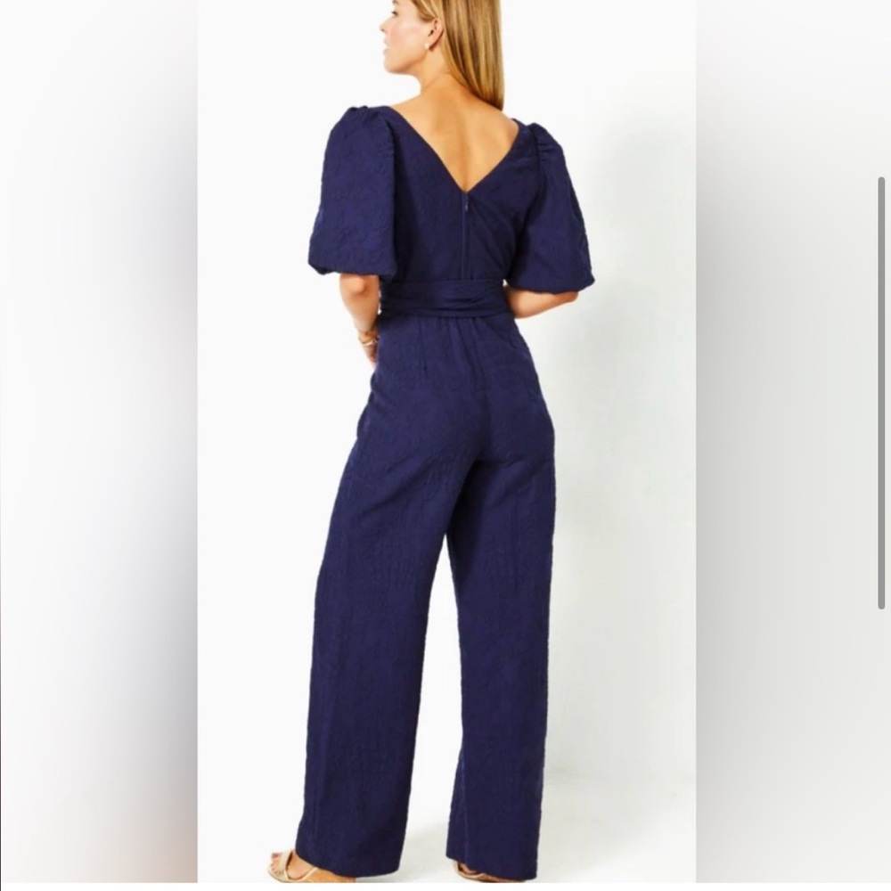 Lilly Pulitzer true navy kirrabelle short sleeve XS 00 short sleeve jumpsuit NWT - Picture 3 of 5